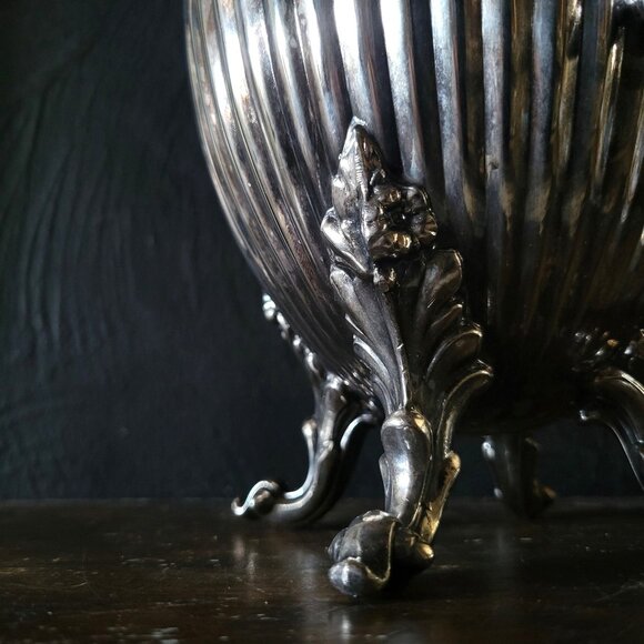 Heavy Antique Silverplate Pitcher Ornate with Decorative Feet - Picture 6 of 8